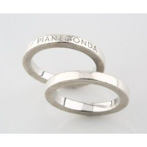Pianegonda Pair of Men's Sterling Silver Logo Rings Size 9.25 Vicenza Italy